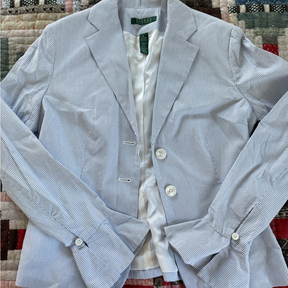 Ralph Lauren Blue and White Pin Striped Blazer